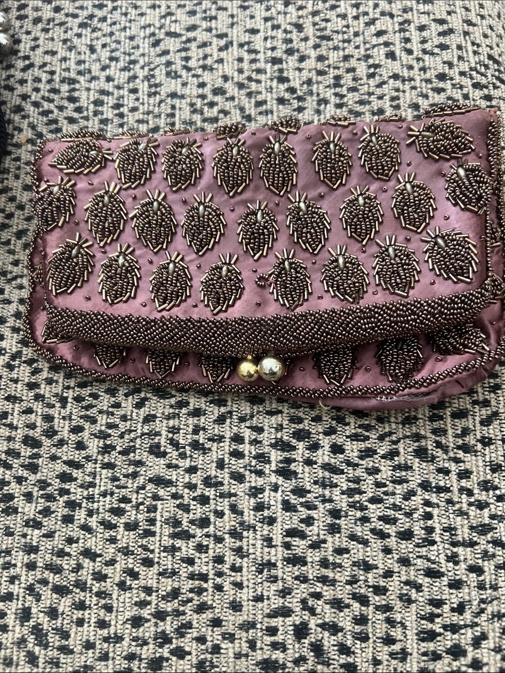 Vintage Beaded Brown Purse/ Clutch